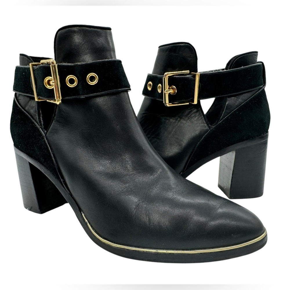 Ted Baker Nissie Block Heel Leather & Suede Ankle Boots Size 37.5 EU 7 U.S.